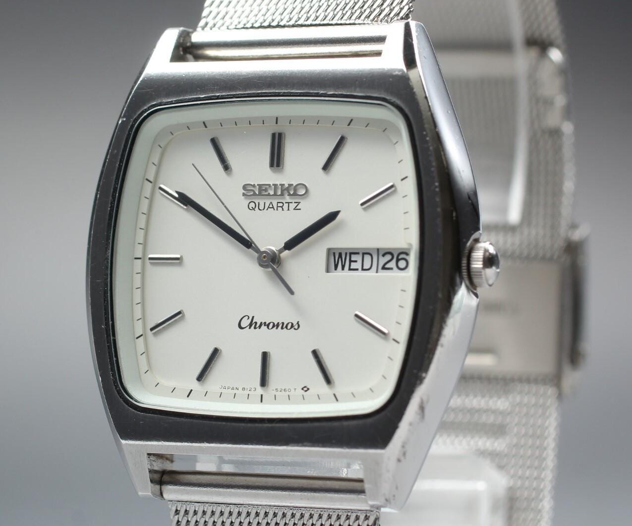 Vintage 1985 SEIKO Chronos 8123-5240 Square Day/date Quartz Men's