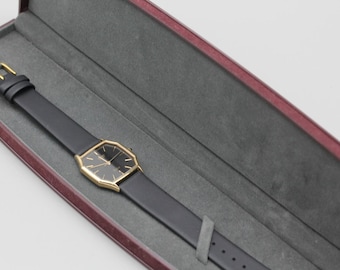 1982 [n mint / box] seiko dolce 6030-5500 sgp30 gold black dial quartz men's watch