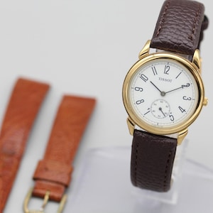 New Batt [Near Mint] Tissot A280 Gold White Small Second 33mm Quartz Men's Watch Swiss