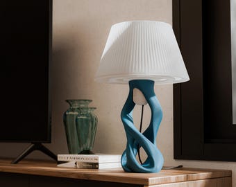 DNA Lamp with Power Cord 3D Printed in Translucent Blue