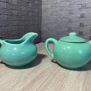 Vintage Bauer Sugar and Creamer Set - Jade Green