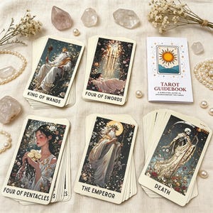 Jeu de tarot fleur éthérée avec guide, cartes divinatoires fantastiques, tarot sorcière de style Oracle, cadeau spirituel pour les amateurs de tarot