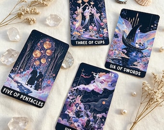 Dreamy Pastel Tarot Deck, Fantasy Divination Cards, Mystic Oracle Style Tarot, Witchy Spiritual Deck, Fortune Telling Gift