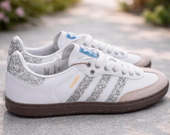 Adidas Samba mit individuellem silbernen Glitzer