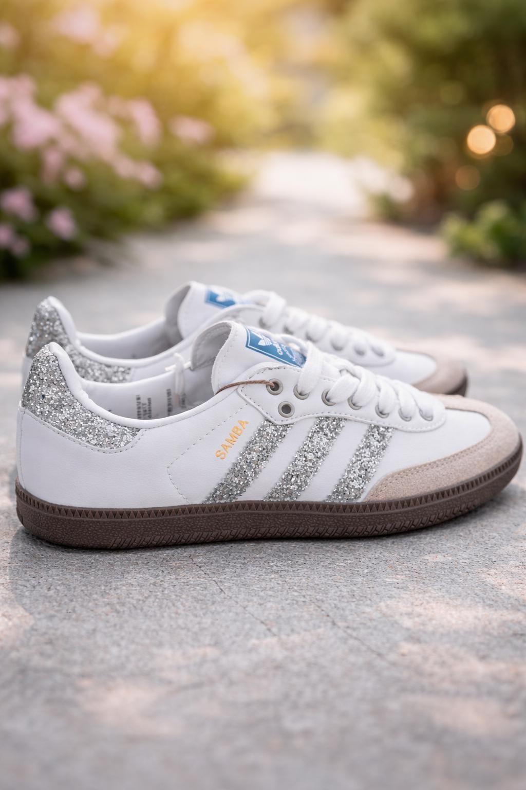 Adidas Samba glitter argento personalizzate