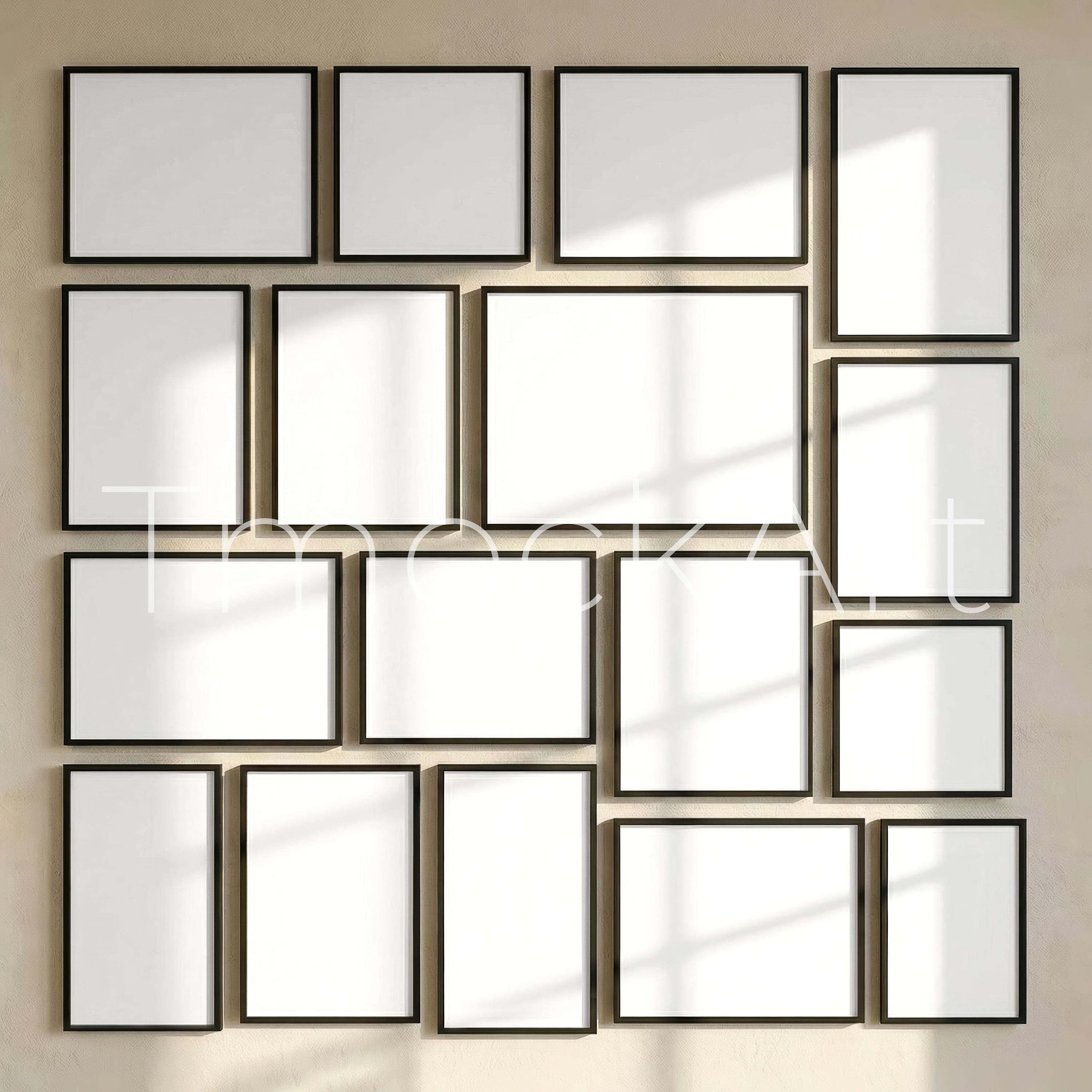 Multi Frame Set Gallery Wall Mockup PSD | 17 Frames Display | Large Multi Frame Set ...