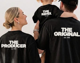 Papa Kind Partnerlook Shirts personalisiert, Vater Kind T-Shirt Set, Mama Papa Kind Familien Shirts, Matching Family Outfit Geschenk