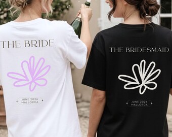 Bachelorette Party Shirt - Personalisiertes JGA T-Shirt, Bridesmaid Shirt, Bridal Shower Gift, Minimal Floral Tee