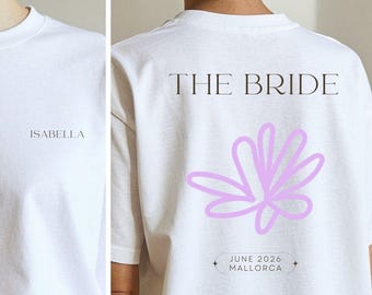 Bachelorette Party Shirt - Personalisiertes JGA T-Shirt, Bridesmaid Shirt, Bridal Shower Gift, Minimal Floral Tee