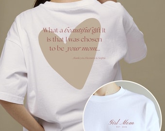 Girl or Boy Mom T-shirt Personalisiertes Geschenk für Muttertag, Baby Shower Party, Geburt, Schwangerschaft