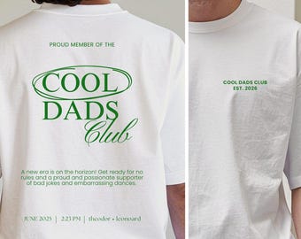 Dads Club T-shirt, Personalisierbares Vatertag Geschenk zur Geburt, Baby Shower, Geburtstag, Schwangerschaft