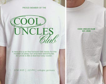 Uncle Club T-shirt, Personalisiertes Geschenk für Geburt, Patenonkel, Bruder, Nichte, Neffe, Baby Shower, Geburtstag