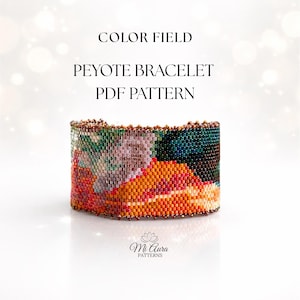 Modern Peyote Bracelet Pattern PDF | Abstract Color Field Design | Miyuki Delica 11/0 Cuff Bracelet | Beadwork DIY