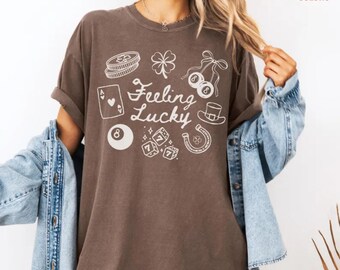 Camiseta unisex con estampado de trébol de la suerte y colores cómodos, estilo retro del Día de San Patricio