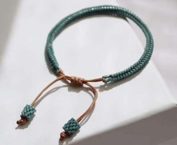 Custom Miyuki Seed Bead Bracelet, Minimalist Adjustable Personalized Jewelry