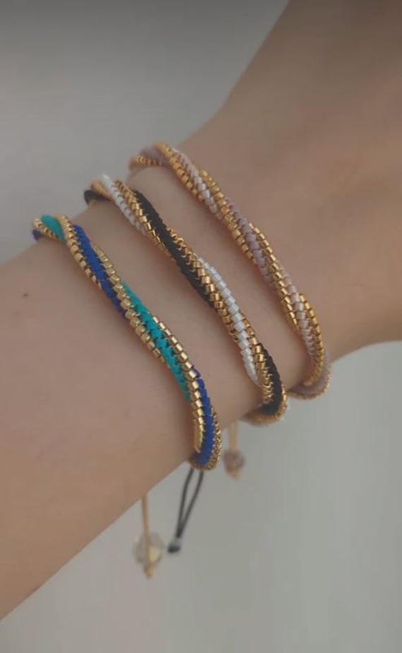 Colorful Spiral Miyuki Bead Bracelet, Twisted Seed Bead Stacking Jewelry