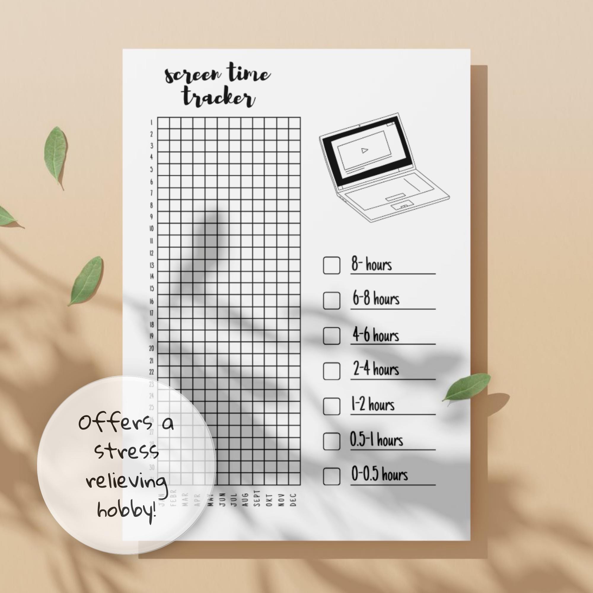 Yearly Screen Time Tracker Printable | Digital Wellness Planner - Etsy ...