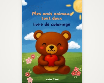 Mis suaves amigos animales, libro para colorear para bebés, animales lindos para colorear, libro para colorear preescolar, actividad imprimible en PDF