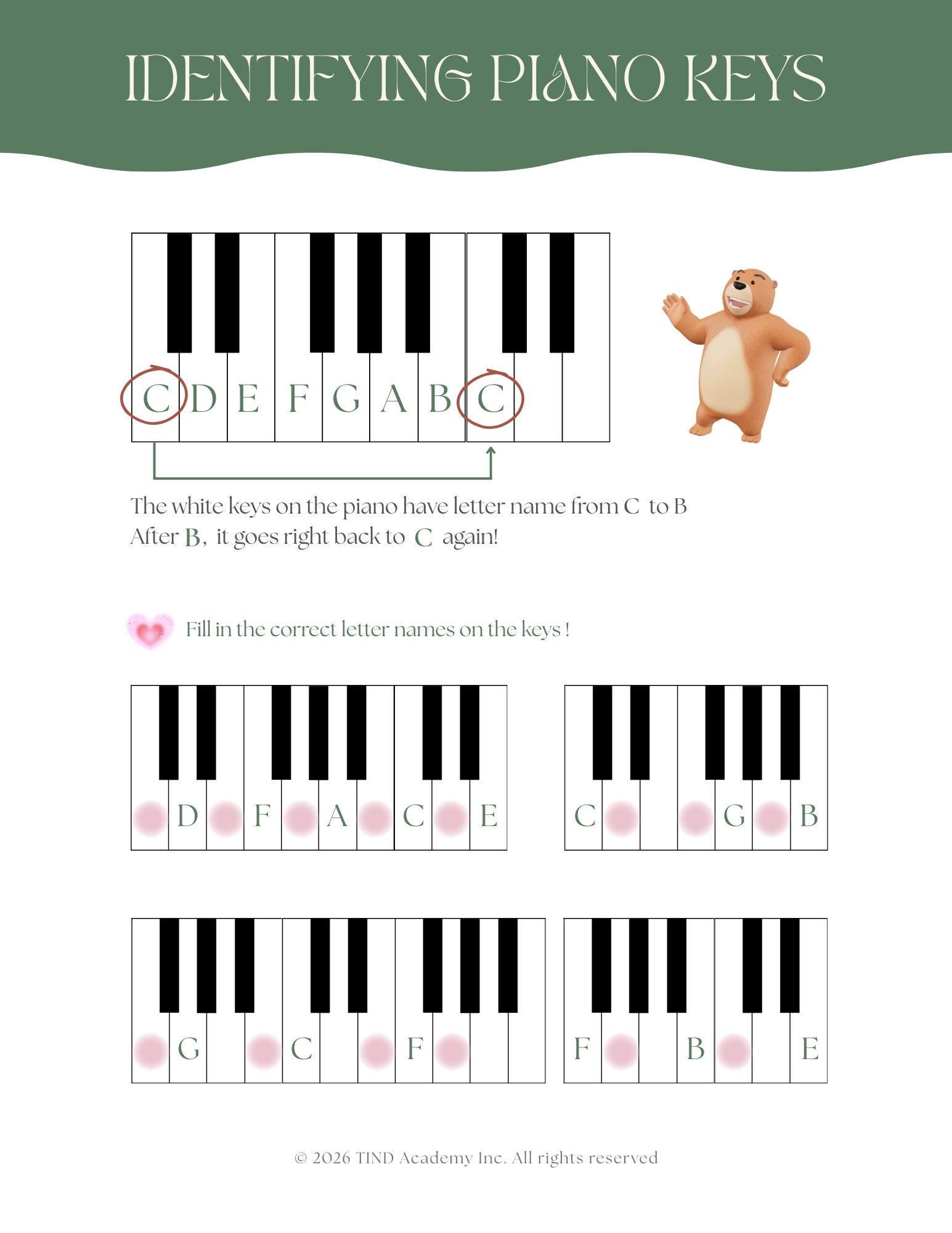 Keyboard Note Naming Worksheets.pdf Piano Note Naming Worksheets for Pre-k & Kindergarten (PDF Download) - Etsy