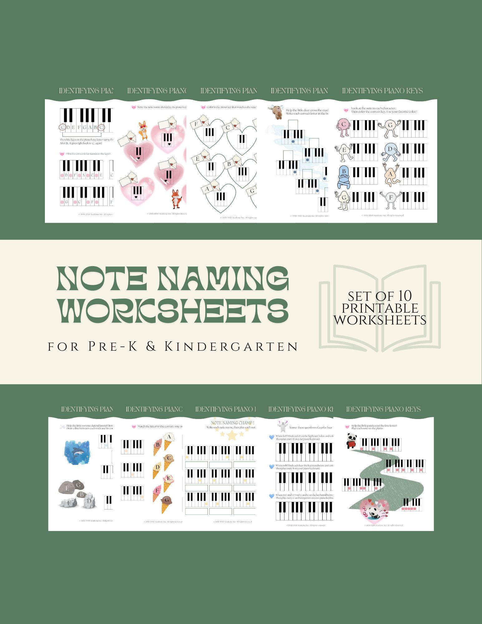 Keyboard Note Naming Worksheets.pdf Piano Note Naming Worksheets for Pre-k & Kindergarten (PDF Download) - Etsy