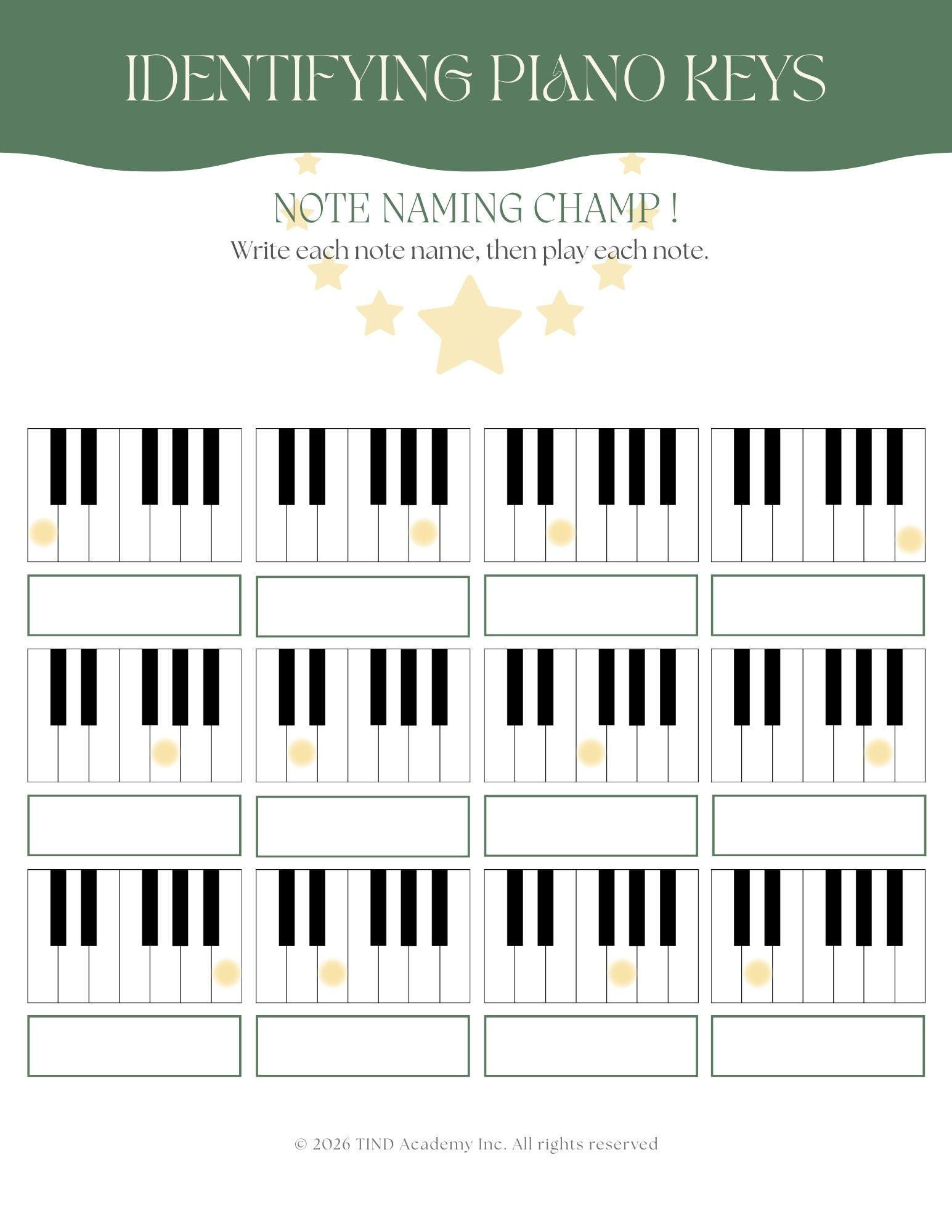 Keyboard Note Naming Worksheets.pdf Piano Note Naming Worksheets for Pre-k & Kindergarten (PDF Download) - Etsy