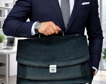 Echtleder Laptop Tasche Kuh Napa Büro Aktentasche abschließbar Business Arbeit Umhängetasche