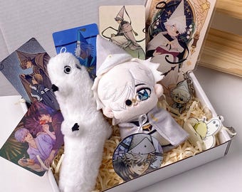 Witch Hat Atelier Qifrey and Brushbuddy Plush Gift Box |  with Standee, Keychain & Badge, Perfect Birthday Present