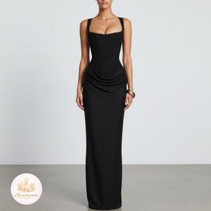 knee length dresses for ladies Classic Long Sweetheart Prom Dress JVN24092 Black / 0