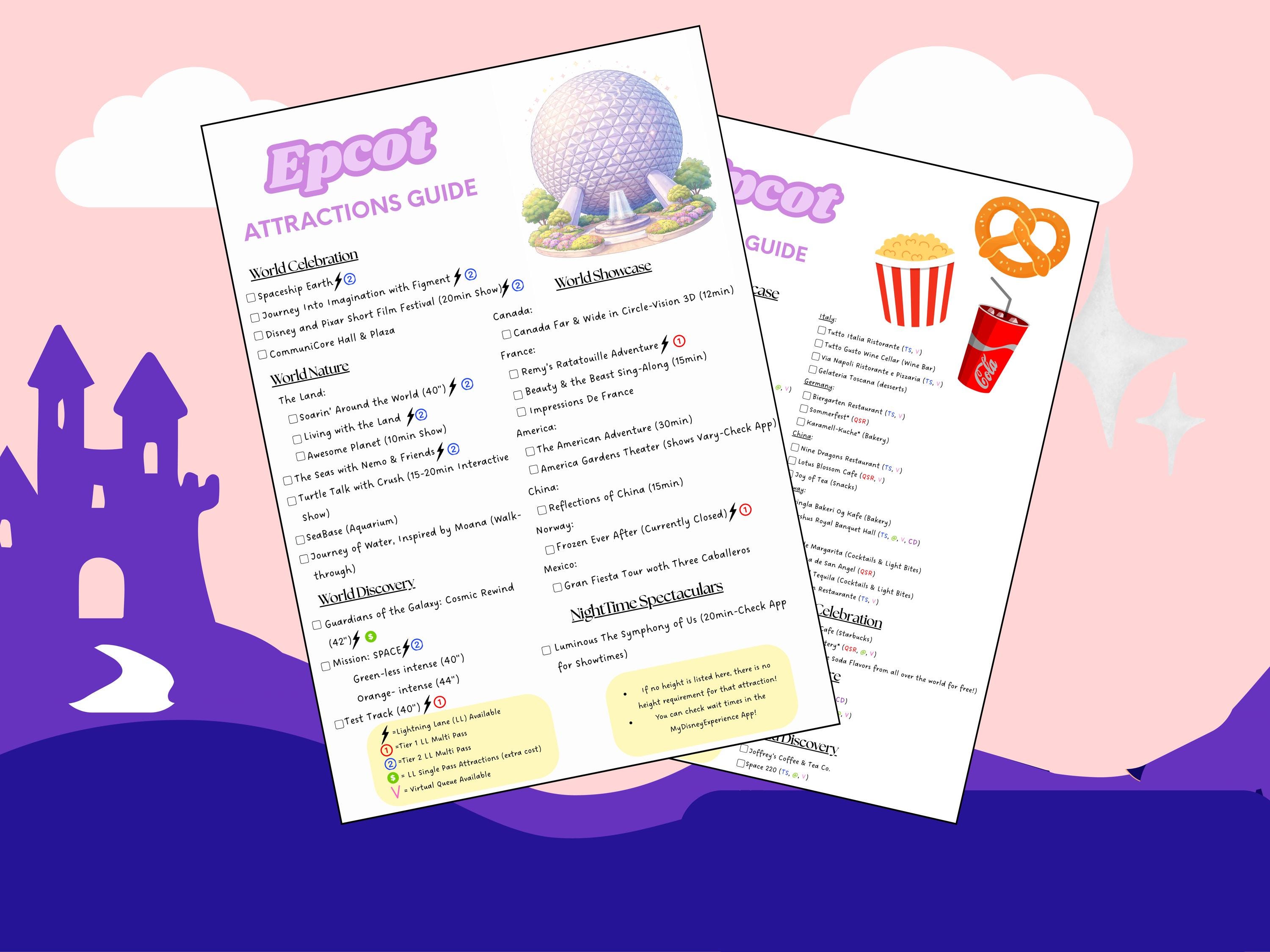 EPCOT Park Guide PDF | Disney World Planning Printable | Ride & Food ...