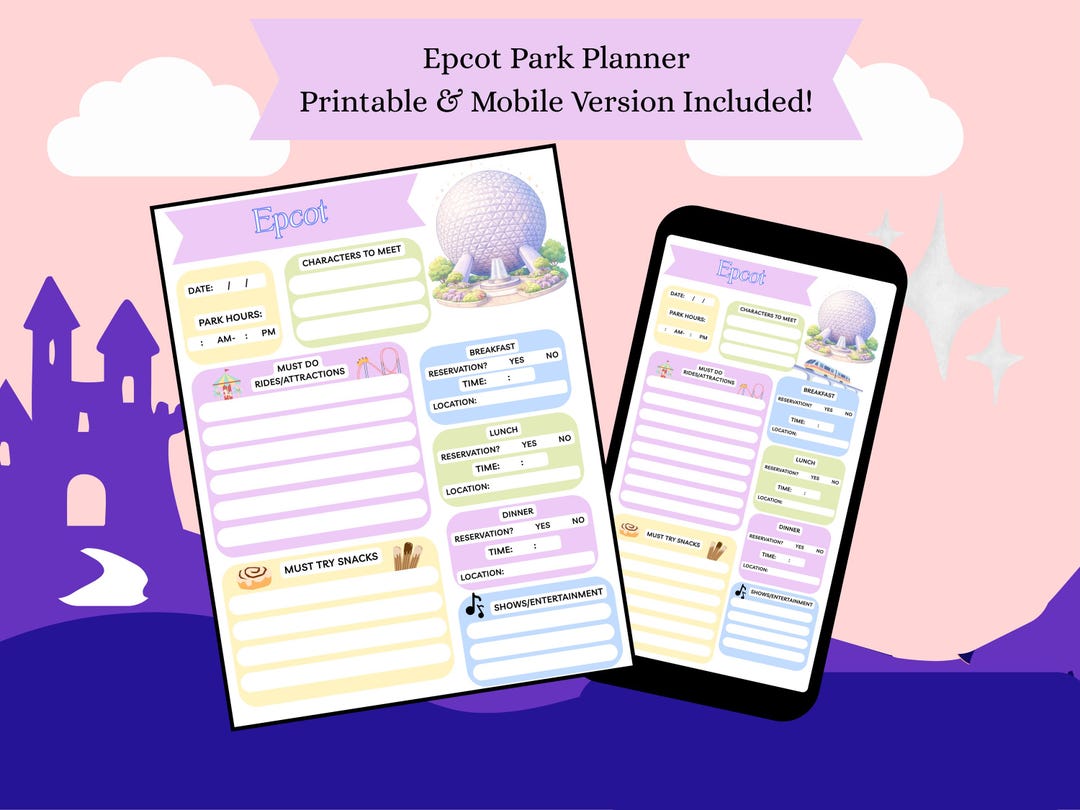 Epcot Planner Printable PDF | Disney World Trip Planner | Mobile ...