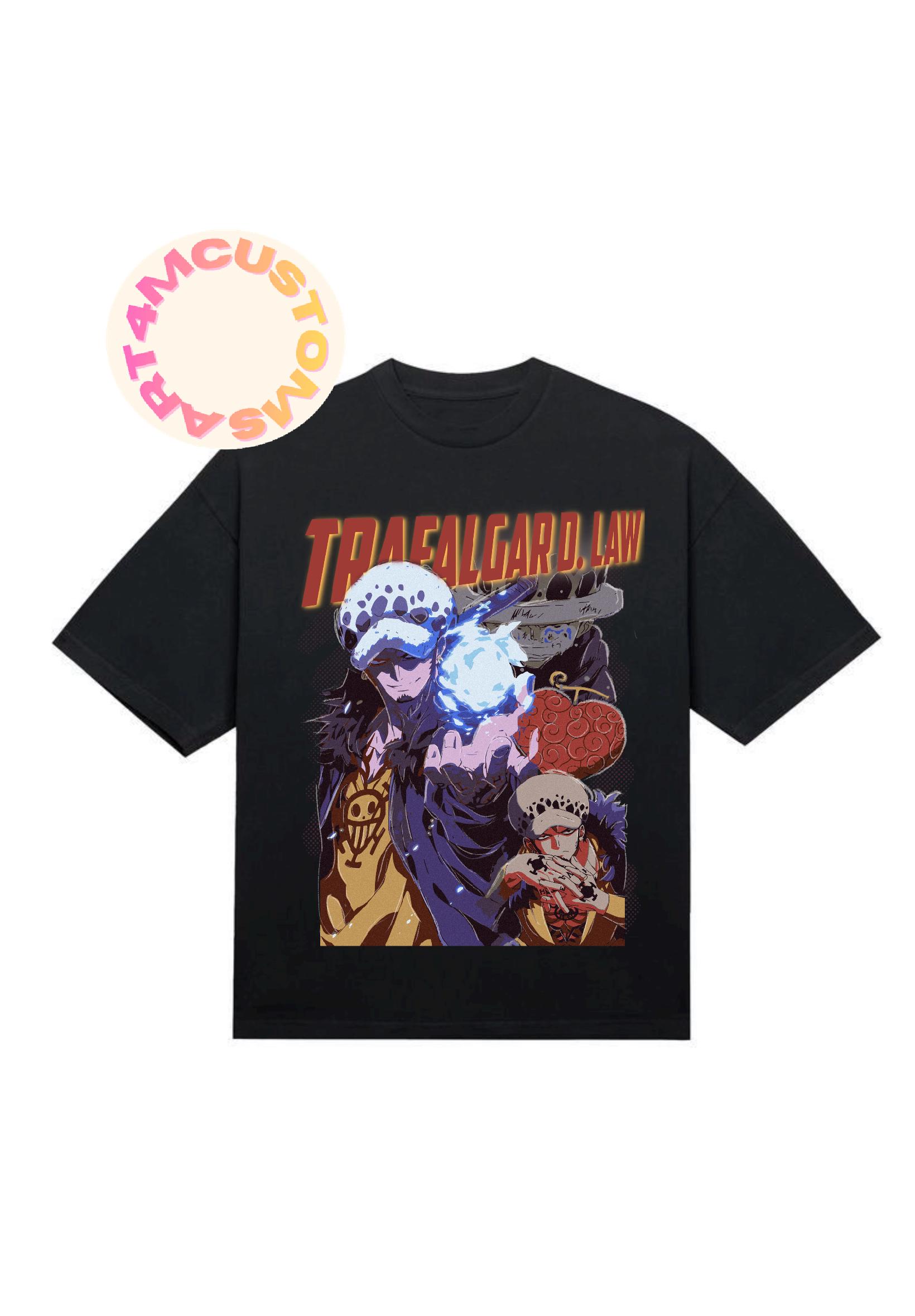 Infinitee One Piece Trafalgar Law Anime Tshirt For Men Women in Black Infinitee One Piece Trafalgar Law Anime Tshirt For Men Women in Black