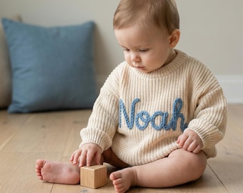 Suéter de bebé personalizado / Sudadera de punto bordada personalizada para niños pequeños / Suéter con nombre de bebé / Regalo de ropa infantil personalizado