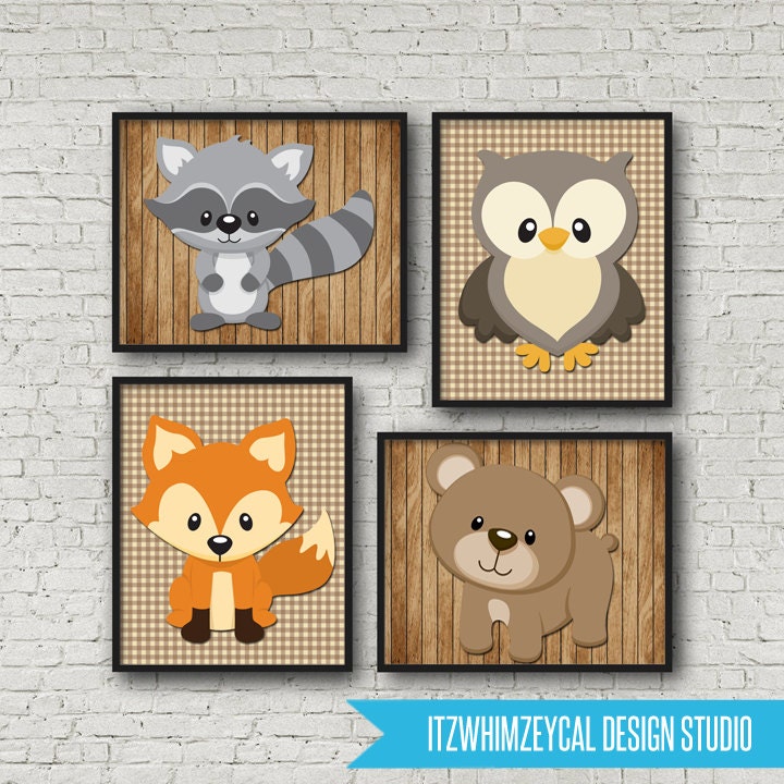 Woodland Creature Wall Art Poster Print 8x10 Instant Etsy