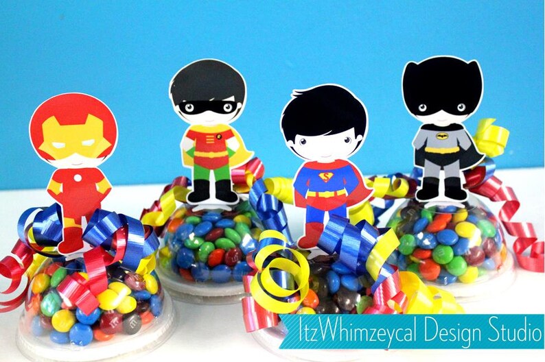 Superhero Boy Birthday Party Favor / Super Hero Gifts / Candy Container / Candy Buffet / Party Favor Boxes / Kids Favors / Comic Strip