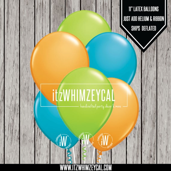 Party Balloon Bouquet | Surf Party | Beach Party | Surf | Orange Lime Turquoise | Balloon Centerpiece | Latex Balloons | Balloon Decorations Il_570xn