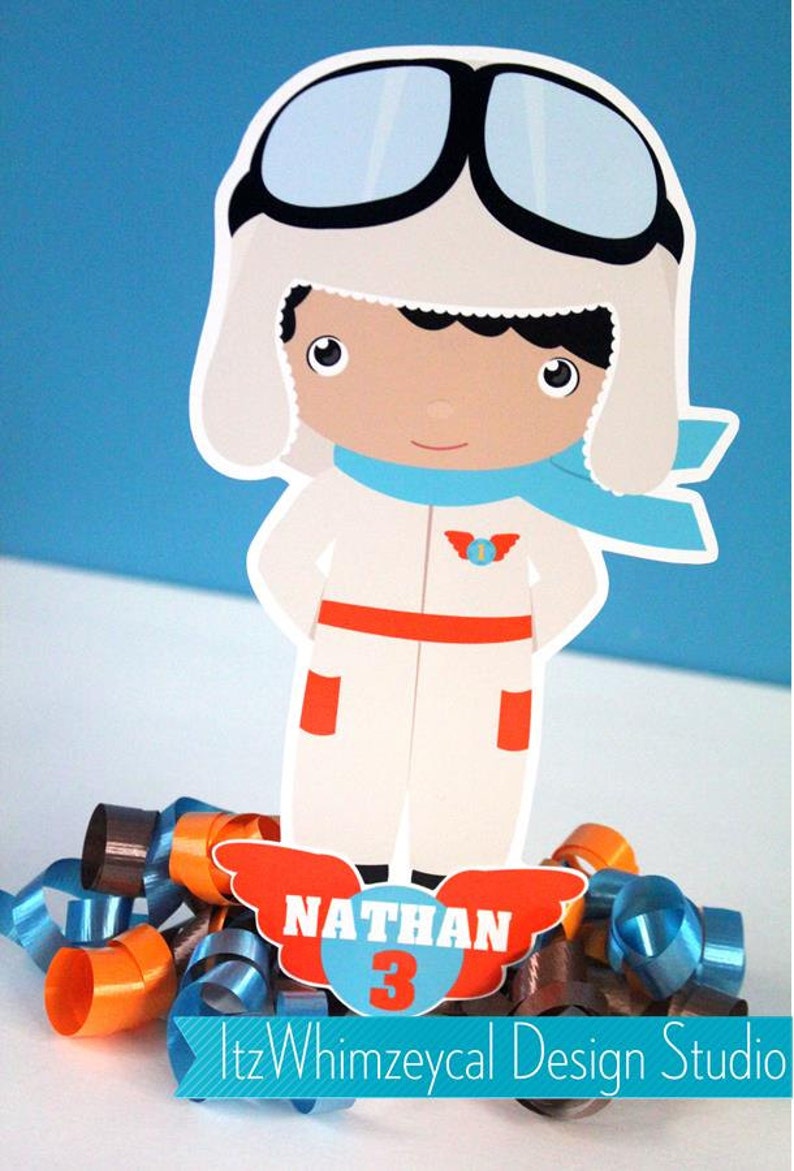 Table Decorations African American Aviator Flying Party Centerpieces Personalized Airline Table Centerpiece Pilot Decor