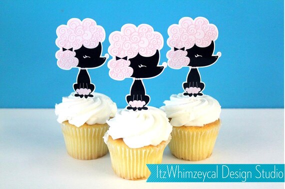 Paris French Poodle Die Cut Cupcake Topper One Dozen By