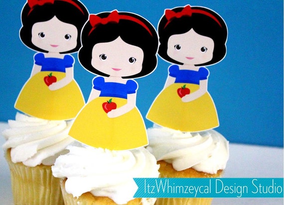 Classic Snow White Princess Die Cut Cupcake Topper (One Dozen) Il_570xn