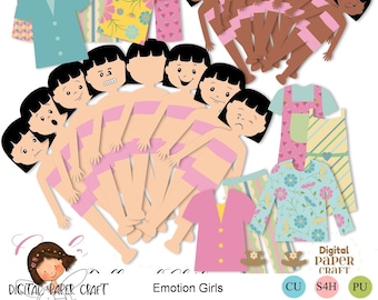 Emotion Clipart, doll Clipart, Emotion Doll Clipart, Instant download, Educational  Clipart, Girl Clipart, Expression clipart