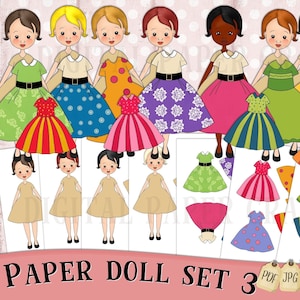 Printable Paper Doll, Short hair, Paper Doll,  Instant Download - Doll Cut out, Girl Paper Doll, Childrens Printable, commercial use