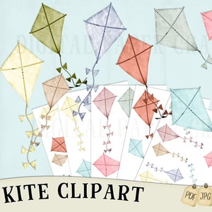 Kite Clipart, Kites clipart, Instant download, fly kite, sky clipart, children play, park clipart, pdf, jpg, png