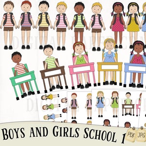 School Clipart, School Children Clipart, Instant Download, Desk Clipart, backpack , Teachers clipart, Organizer Clipart, Planner Clipart