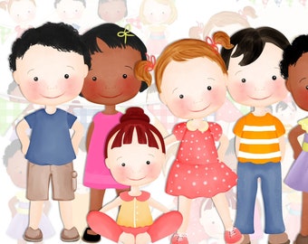 Children Clipart 2, Kids Clipart, Birthday Clipart, Clipart, Girl Clipart, Watercolor Clipart, Digital Clipart, Watercolor, Commercial Use