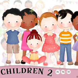 Children Clipart 2, Kids Clipart, Birthday Clipart, Clipart, Girl Clipart, Watercolor Clipart, Digital Clipart, Original, Watercolor