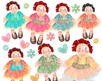Paper doll clipart Wavy Hair doll Cut out Doll Printable | Etsy
