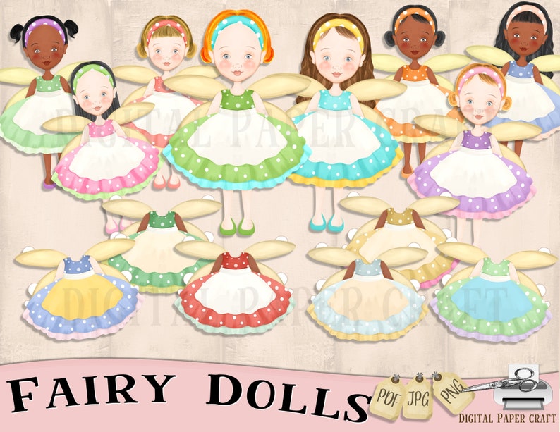 Cut Out pdf Instant Download Printable Paper Doll Digital Paper doll jpg Fairy Doll png Printable doll Cut out doll Craft Doll