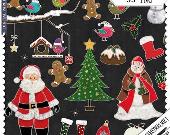 Christmas, Chalk Board, Black board clipart, Card making clipart, Black Board images, Commercial use