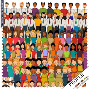 Multiculture Clipart, People Clipart, School Clipart, People Lineart, People color In, Instant Download