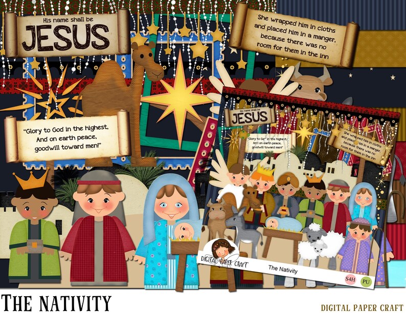 Nativity scrap book, Christmas scrap book, Christian Scrapbook, Instant Download, Bible Scrapbook Kit, Journal, image 5