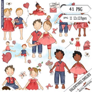 Valentines ClipArt, original, von Hand gezeichnete Grafiken, Afroamerikaner Clipart, Hochzeit Clipart, Planer Clipart, Karte Clipart, kommerzielle Nutzung